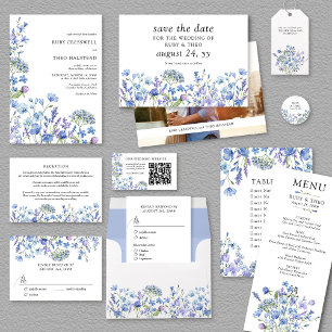 Periwinkle Wildflower Wedding Bride and Groom Name Classic Round Sticker