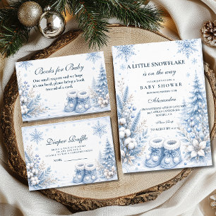 Blue Little Snowflake Baby Shower Invitation