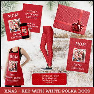 Red And White Pin Polka Dots Christmas Wrapping Paper