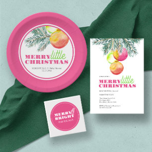 Bright Pink and Green Christmas Thank You Card 