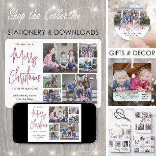 We Wish You a Merry Christmas Script Photo Collage Holiday Card