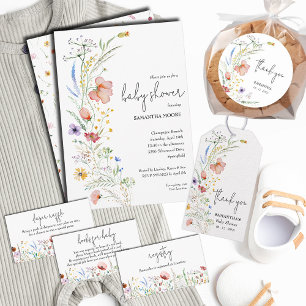 Wildflowers Baby Girl Shower Invitation