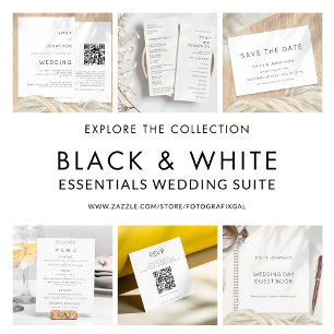 Budget Black White Wedding Evening Party Invite