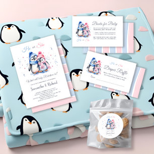 Cute Penguin Gender Reveal Game Diaper Raffle Card
