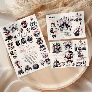 Gothic Pink Halloween Baby Shower Paper Plate