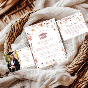 Blush Pink Floral Graduation Invitation