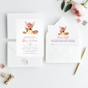 Floral Sweet Mum And Baby Deer Baby Shower Invitation