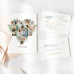 Eucalyptus And Gold Wedding Thank You Card