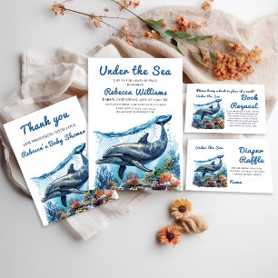 Blue Boy Under the Sea Baby Shower Book Request Enclosure Card