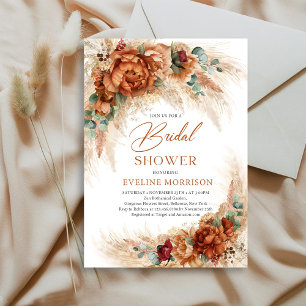 Boho terracotta and burgundy floral mimosa bar poster
