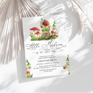 Rustic Woodland Mushroom Baby Shower Invitation