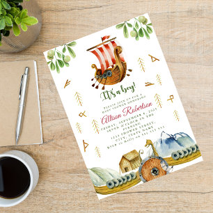 It's A Boy Viking Party Baby Shower Thank You Card