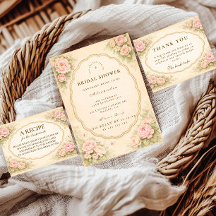 Vintage Blush Rose Garden Bridal Shower Napkin