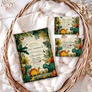 Neutral Dinosaur Baby Shower Invitation