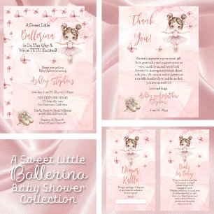 Little Ballerina Pink Baby Shower Books for Baby Enclosure Card