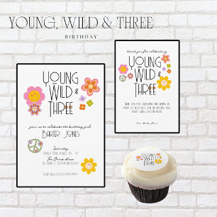 Young, Wild & Three   3rd Birthday Invite   Smile
