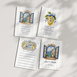 Amalfi Coast Italian Window Mediterranean Wedding Thank You Card