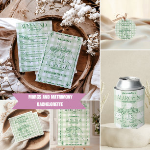 Margs And Matrimony Bachelorette Itinerary Invitation