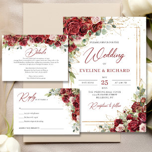 Boho blush burgundy pink gold geometric wedding napkin