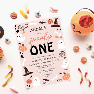 Modern Cute Spooky One Halloween Birthday Party Hat
