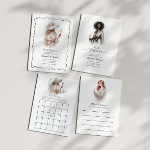 Elegant PJs & Prosecco Bridal Shower Bingo Game Invitation