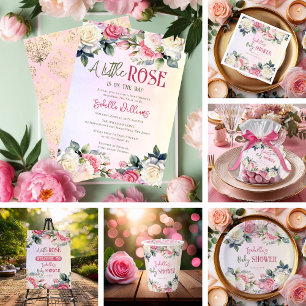 A Little Rose Girl Floral Baby Shower Napkin