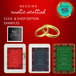 blue red scottish wedding celtic tartan plaid enclosure card