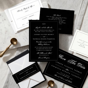 Black & White Classic Calligraphy Framed Wedding Napkin