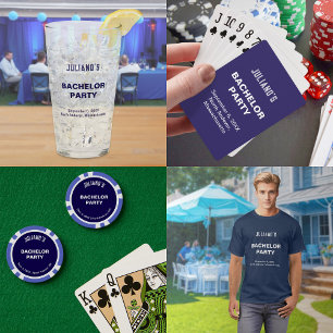 Minimalist Dark Blue Text Bachelor Party Hat