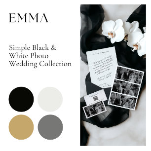 Simple Minimal Black and White Wedding  RSVP Card