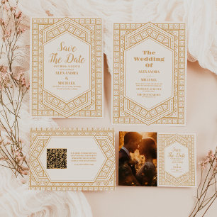 Elegant Geometric Art Deco Wedding  Invitation