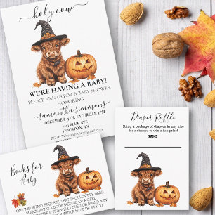 Books for Baby Shower Halloween Highland Cow   Enclosure Card