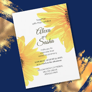 All in One Watercolor Sunflowers Wedding Invite