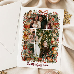 Photo Nostalgic Vintage Storybook Christmas Toys Holiday Card