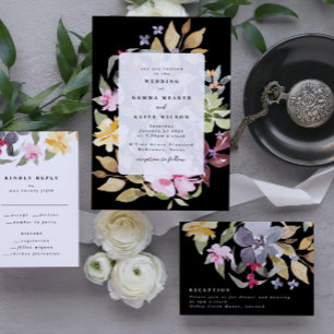 Elegant Dried Floral Watercolor Art Wedding Photo Save The Date