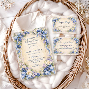 Blueberry Garden Bow Baby Shower Diapper Raffle Enclosure Card