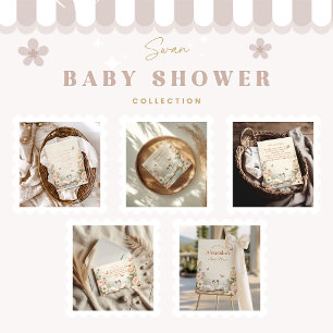 Elegant Swan Lake Floral Baby Shower Classic Round Sticker