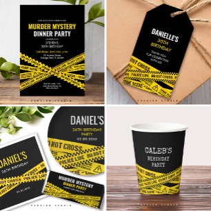 Murder Mystery Party Dinner Yellow Police Tapes Invitation