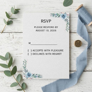Dusty Blue Floral Save the Date Card