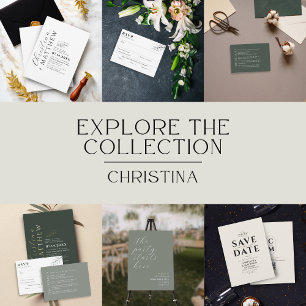 Minimalist Monogram Dark Forest Green QR Code Save The Date