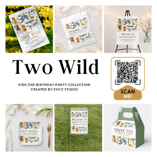 Two Wild 2nd Birthday Safari Animals Kids Welcome Tapestry