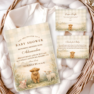 Neutral Farm Friends Baby Shower Invitation