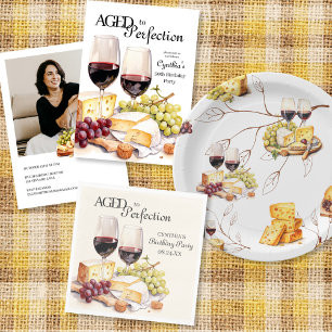 Aged to Perfection Wine and Cheese Birthday T-Shirt