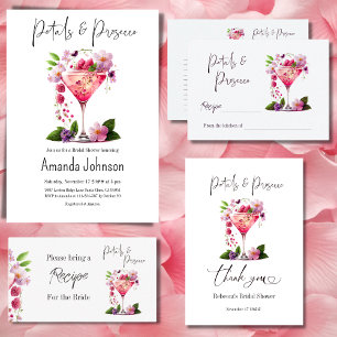 Petal Prosecco Floral Bridal Shower Recipe Request Enclosure Card