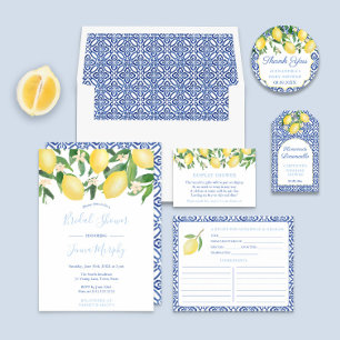 Thank You Amalfi Coast Lemons Baby Blue Shower Classic Round Sticker