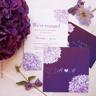 Hydrangea + Heart Plum Floral Wedding Invitation