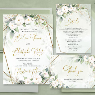 Boho Greenery eucalyptus white roses flowers Save The Date