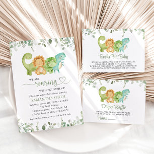 Cute Dinosaurs, T-Rex, Jurassic, Baby Shower Invitation