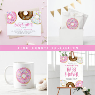 Pink and Chocolate Doughnuts Baby Brunch Invitatio
