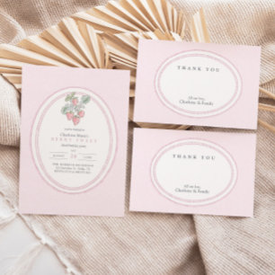 Elegant Textured Pink Hand Drawn Striped Thank You Card